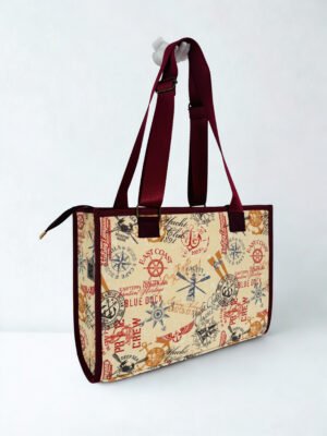 Dijital Baskı Kanvas Kumaş Bordo Gemici Taşıma Çantası
