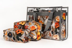 Üç Boyutlu Turuncu Çiçekler Taşıma Çantası