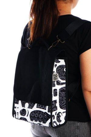 Elf Bag Sırt Kol Çantası Siyah Beyaz Filler