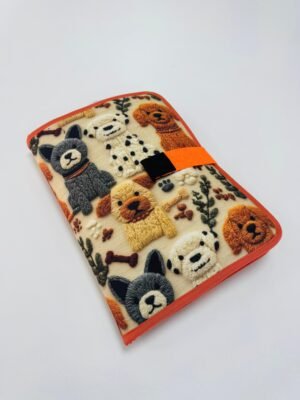 Tablet/Kitap Çantası - Yün Köpekler Turuncu -  Öğretmen Boy