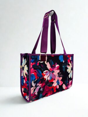 Yağlı Boya Çiçekler / Mor Taşıma Çantası